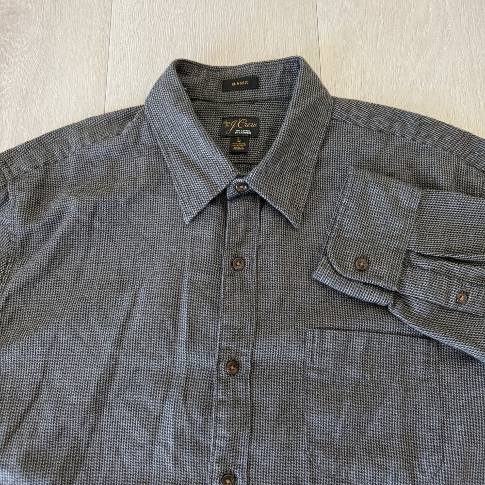 J.Crew Cotton Cashmere Flannel Shirt Men's Size L Large Button Up Soft